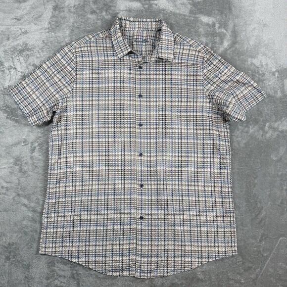 Tasso Elba Button Down Shirt Mens XL Khaki Marche Plaid And Tribal Lot Of 2 - Picture 3 of 16